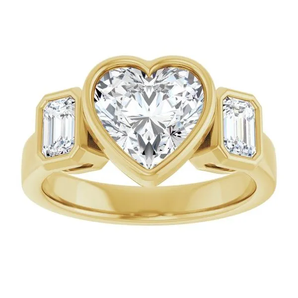 Bezel-Set Three-Stone Engagement Ring Image 3 Don's Jewelry & Design Washington, IA