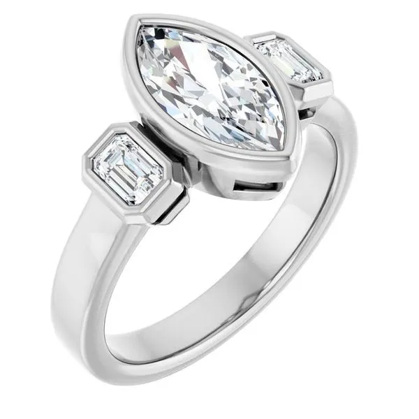 Bezel-Set Three-Stone Engagement Ring Mark Jewellers La Crosse, WI