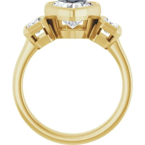 Bezel-Set Three-Stone Engagement Ring Image 2 Hudson Valley Goldsmith New Paltz, NY