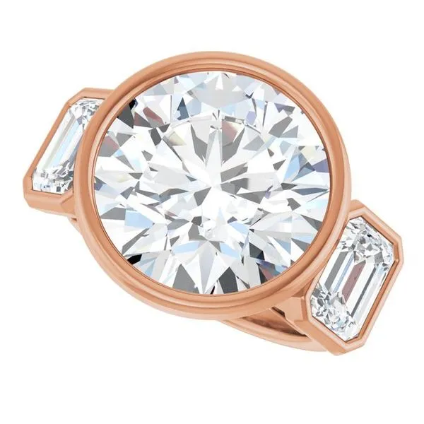 Bezel-Set Three-Stone Engagement Ring Image 5 Vulcan's Forge LLC KANSAS CITY, MO