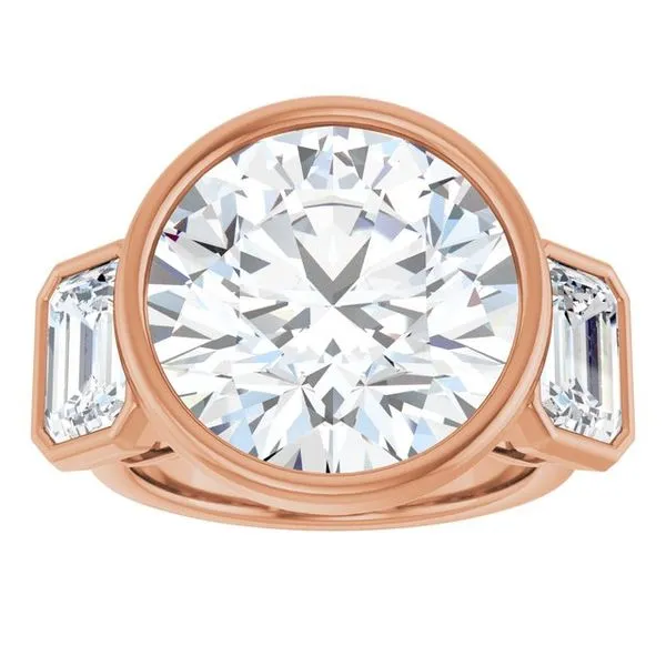 Bezel-Set Three-Stone Engagement Ring Image 3 Hudson Valley Goldsmith New Paltz, NY