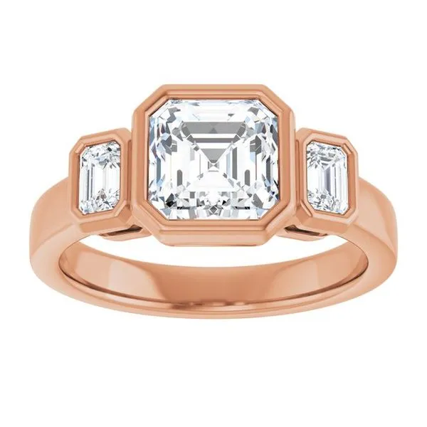 Bezel-Set Three-Stone Engagement Ring Image 3 J. West Jewelers Round Rock, TX