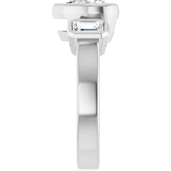 Bezel-Set Three-Stone Engagement Ring Image 4 Michael Szwed Jewelers Longmeadow, MA