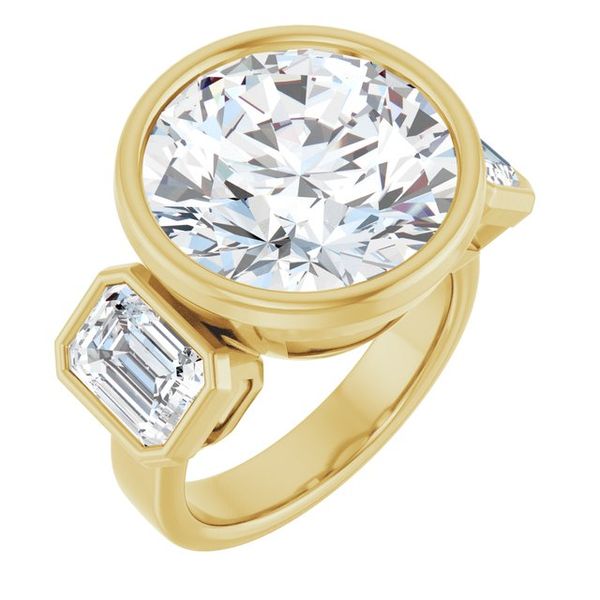 Bezel-Set Three-Stone Engagement Ring