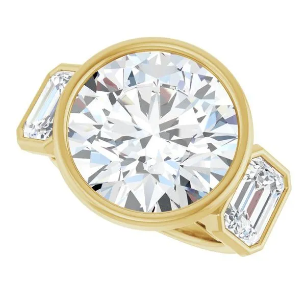 Bezel-Set Three-Stone Engagement Ring Image 5 J. West Jewelers Round Rock, TX