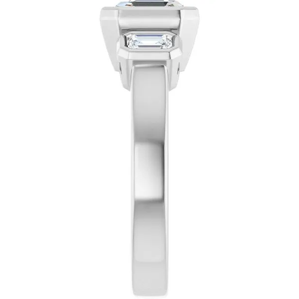 Bezel-Set Three-Stone Engagement Ring Image 4 J. Thomas Jewelers Rochester Hills, MI