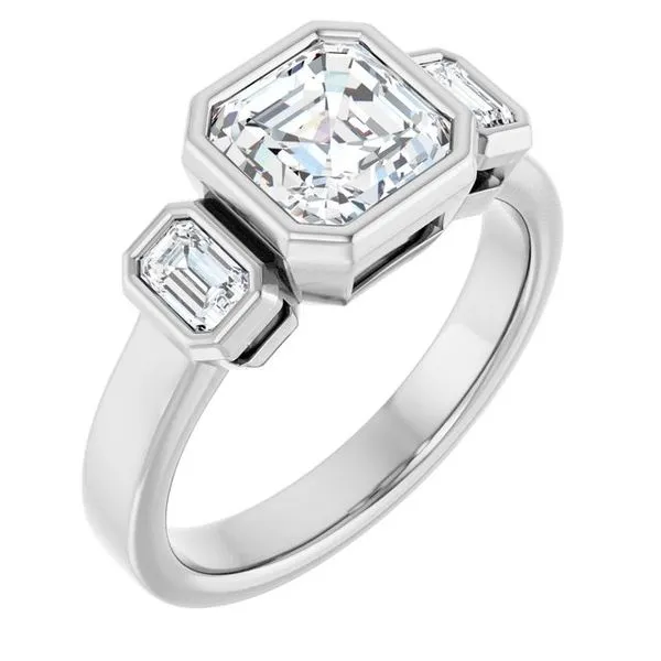 Bezel-Set Three-Stone Engagement Ring J. Thomas Jewelers Rochester Hills, MI