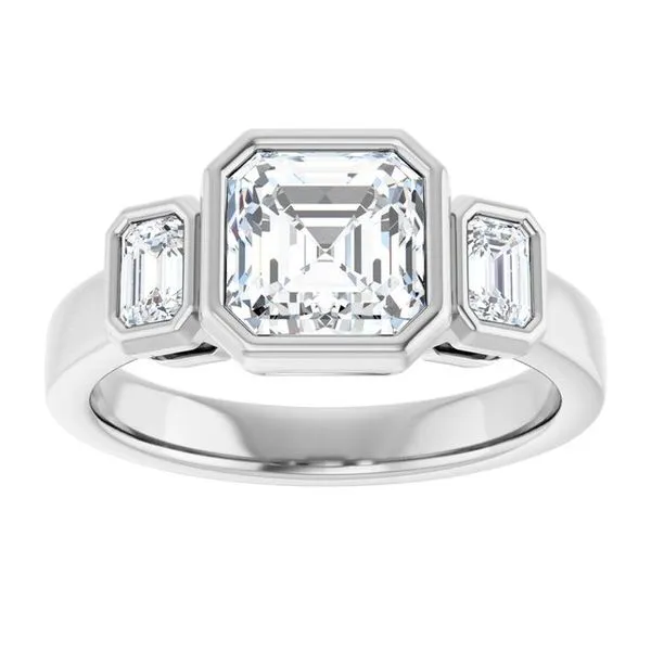 Bezel-Set Three-Stone Engagement Ring Image 3 J. West Jewelers Round Rock, TX