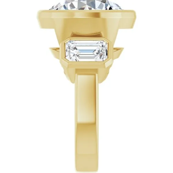 Bezel-Set Three-Stone Engagement Ring Image 4 Shipley's Fine Jewelry Hampstead, MD