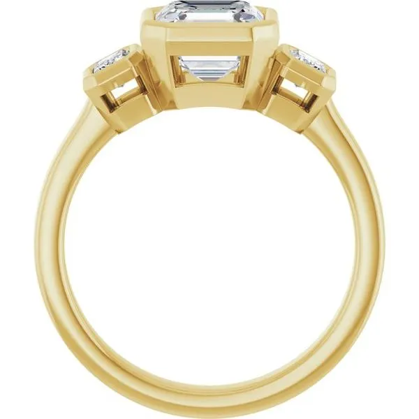 Bezel-Set Three-Stone Engagement Ring Image 2 Raleigh Diamond Fine Jewelry Raleigh, NC