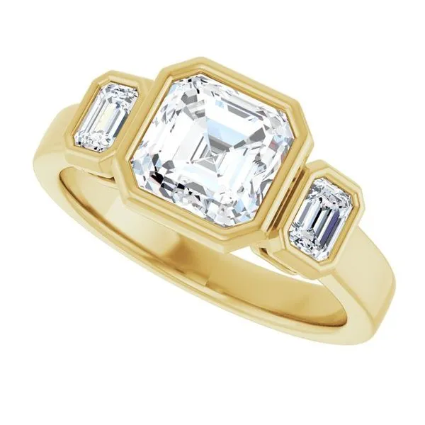 Bezel-Set Three-Stone Engagement Ring Image 5 Shipley's Fine Jewelry Hampstead, MD