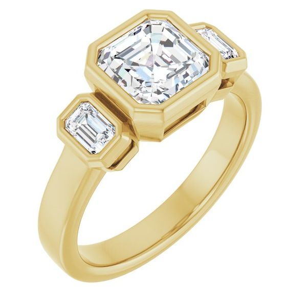 Bezel-Set Three-Stone Engagement Ring