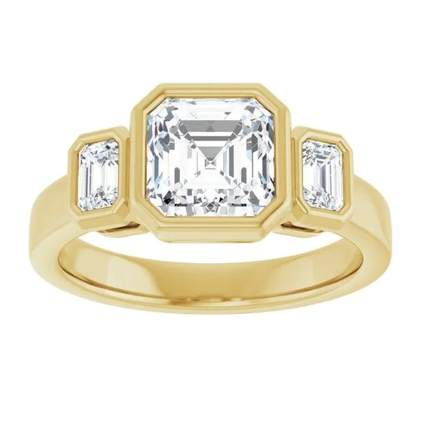 Bezel-Set Three-Stone Engagement Ring Image 3 Clater Jewelers Louisville, KY