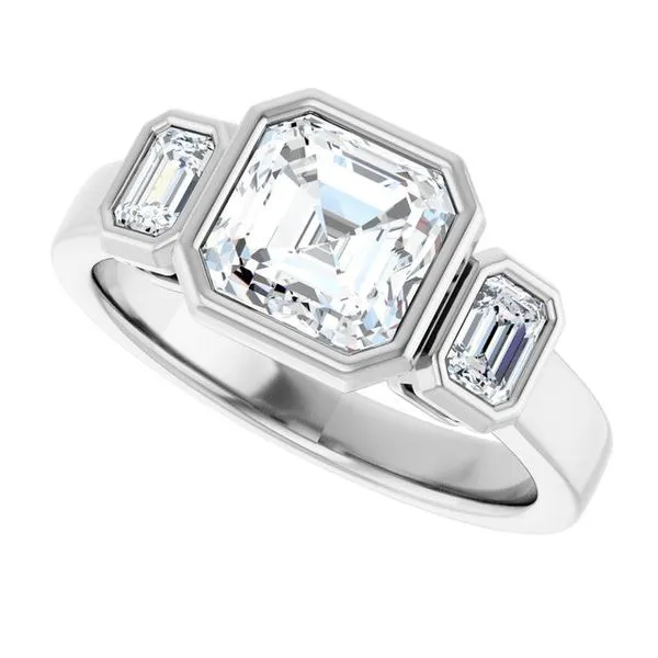 Bezel-Set Three-Stone Engagement Ring Image 5 House of Silva Wooster, OH