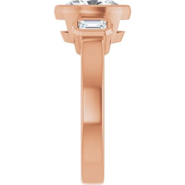 Bezel-Set Three-Stone Engagement Ring Image 4 Hudson Valley Goldsmith New Paltz, NY