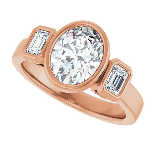 Bezel-Set Three-Stone Engagement Ring Image 5 JF Jones Jewelers Rochester, NY