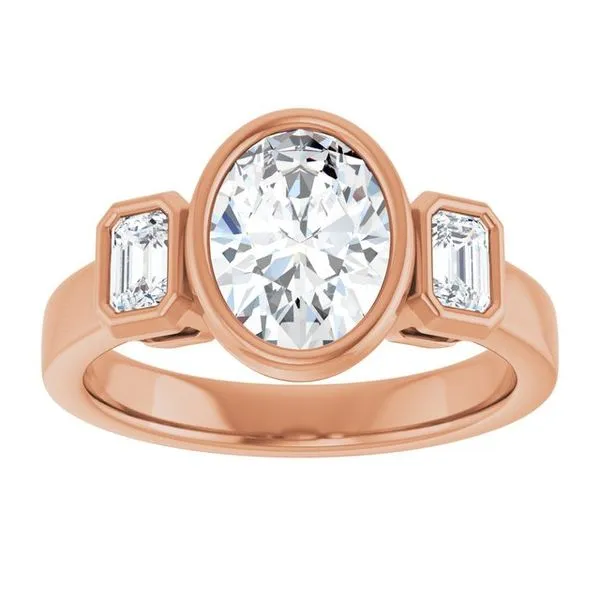 Bezel-Set Three-Stone Engagement Ring Image 3 Vulcan's Forge LLC KANSAS CITY, MO