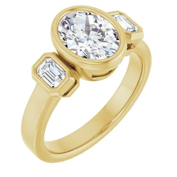 Bezel-Set Three-Stone Engagement Ring J. West Jewelers Round Rock, TX