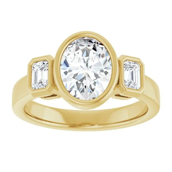 Bezel-Set Three-Stone Engagement Ring Image 3 Don's Jewelry & Design Washington, IA