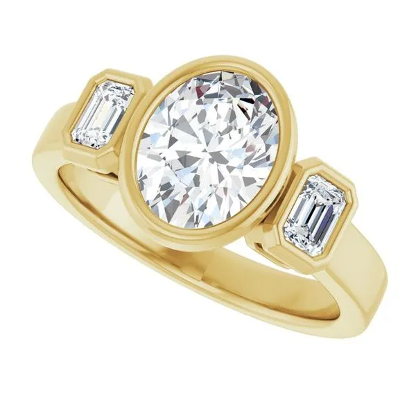 Bezel-Set Three-Stone Engagement Ring Image 5 JF Jones Jewelers Rochester, NY