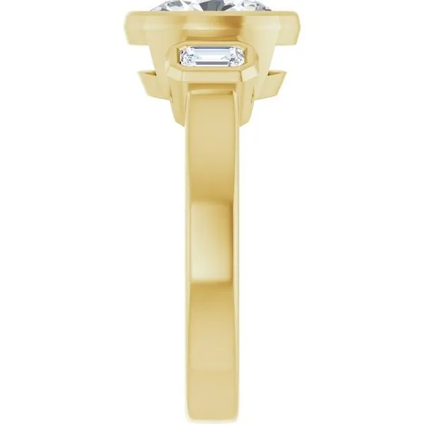 Bezel-Set Three-Stone Engagement Ring Image 4 JF Jones Jewelers Rochester, NY