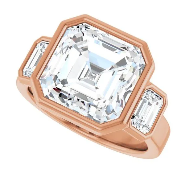 Bezel-Set Three-Stone Engagement Ring Image 5 Hudson Valley Goldsmith New Paltz, NY