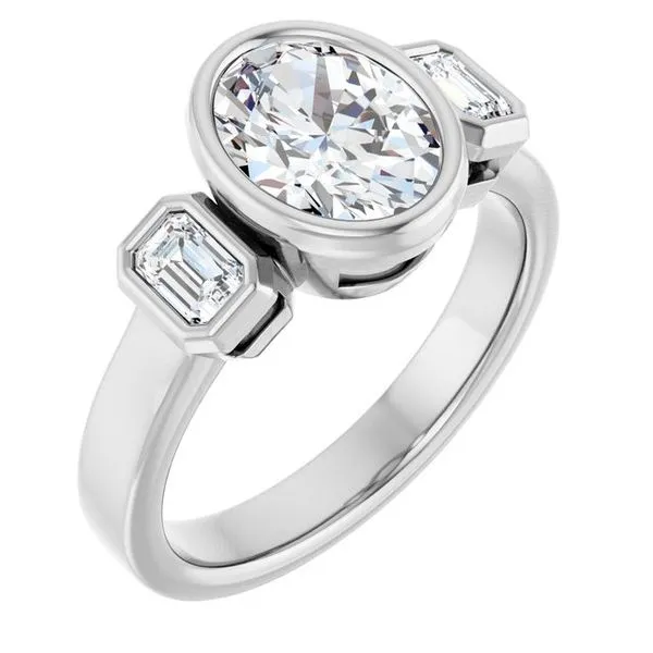 Bezel-Set Three-Stone Engagement Ring Northwood Jewelers Northwood, OH