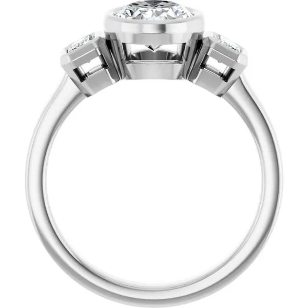 Bezel-Set Three-Stone Engagement Ring Image 2 J. Thomas Jewelers Rochester Hills, MI