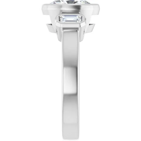 Bezel-Set Three-Stone Engagement Ring Image 4 J. Thomas Jewelers Rochester Hills, MI
