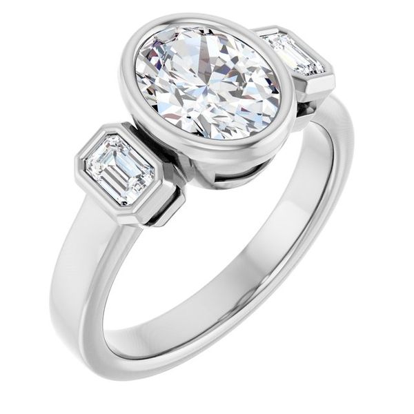 Bezel-Set Three-Stone Engagement Ring