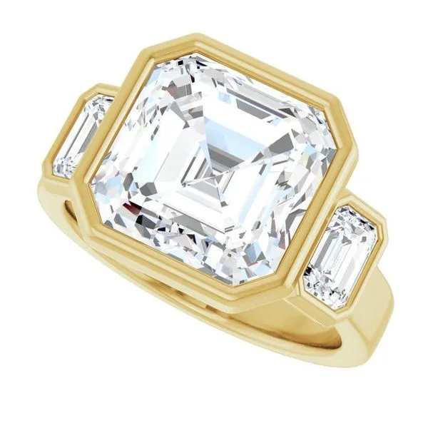 Bezel-Set Three-Stone Engagement Ring Image 5 JF Jones Jewelers Rochester, NY