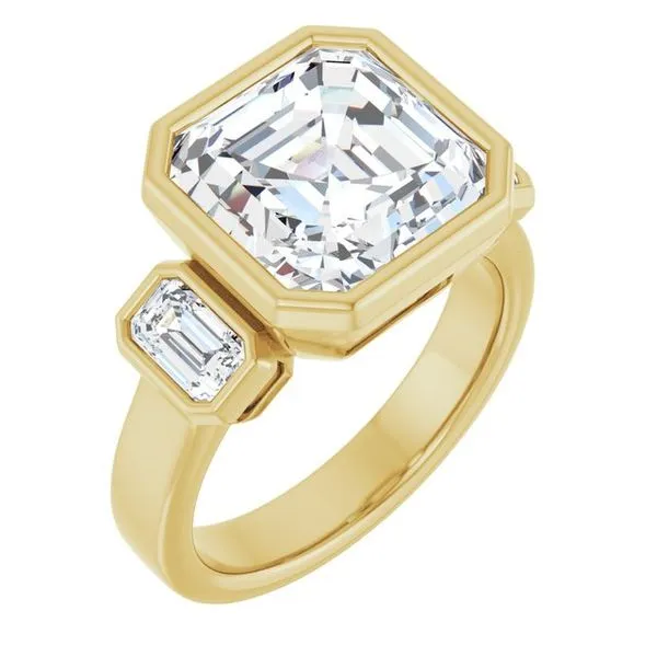 Bezel-Set Three-Stone Engagement Ring