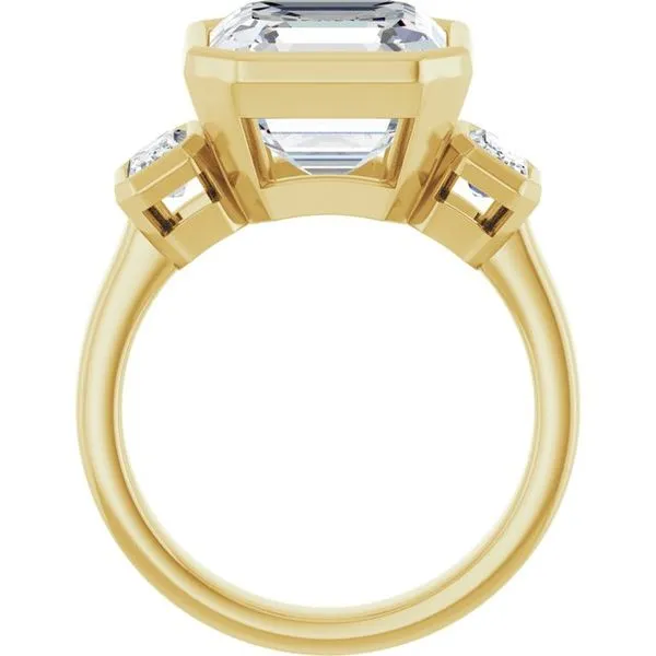 Bezel-Set Three-Stone Engagement Ring Image 2 Hudson Valley Goldsmith New Paltz, NY