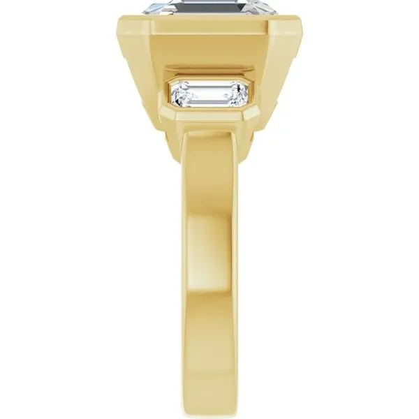 Bezel-Set Three-Stone Engagement Ring Image 4 J. West Jewelers Round Rock, TX