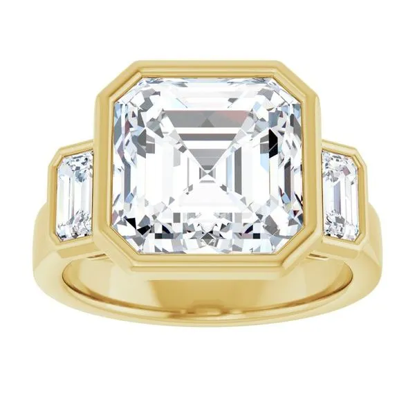 Bezel-Set Three-Stone Engagement Ring Image 3 Vulcan's Forge LLC KANSAS CITY, MO