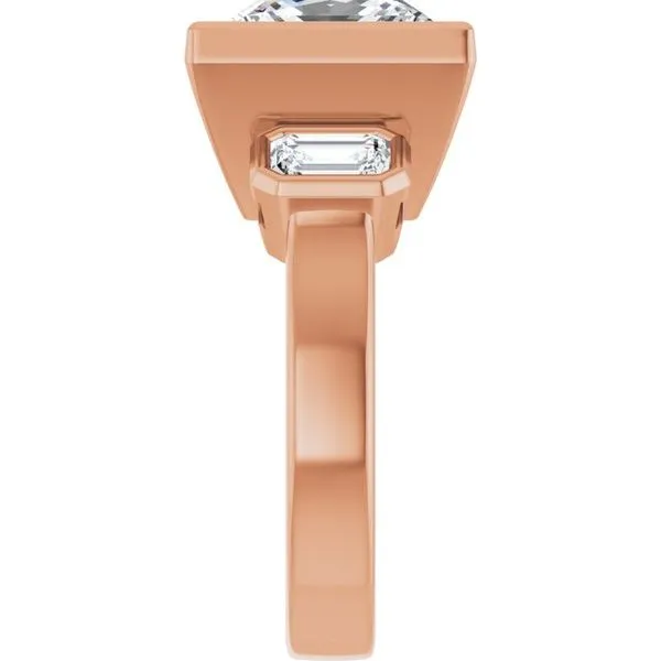 Bezel-Set Three-Stone Engagement Ring Image 4 J. West Jewelers Round Rock, TX