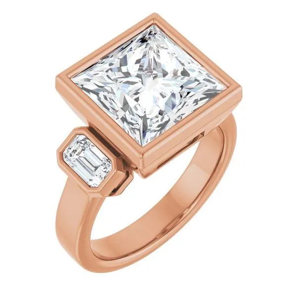 Bezel-Set Three-Stone Engagement Ring Mark Jewellers La Crosse, WI