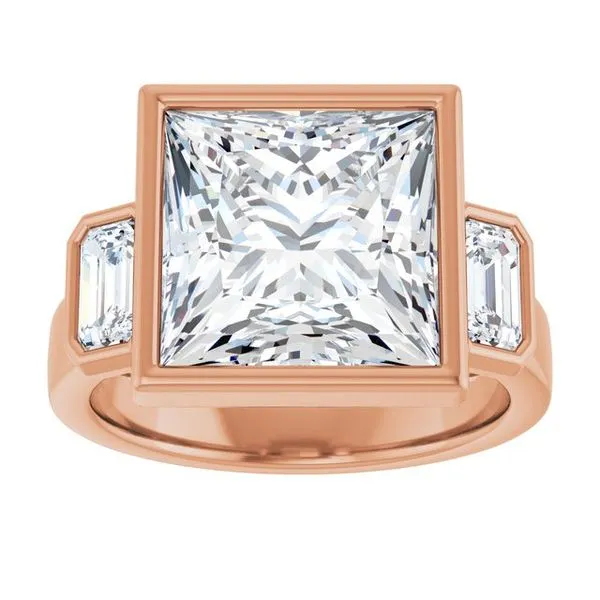 Bezel-Set Three-Stone Engagement Ring Image 3 Arezzo Jewelers Elmwood Park, IL