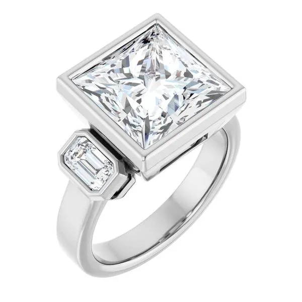 Bezel-Set Three-Stone Engagement Ring Ocean View Jewelers Millville, DE