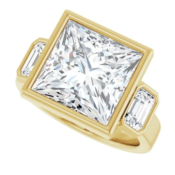 Bezel-Set Three-Stone Engagement Ring Image 5 Paul James Jewelers Angels Camp, CA