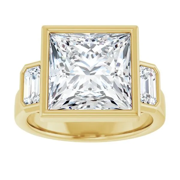 Bezel-Set Three-Stone Engagement Ring Image 3 Eskews Fine Jewelers Lee's Summit, MO