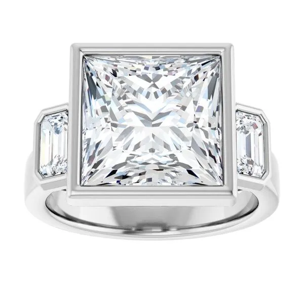 Bezel-Set Three-Stone Engagement Ring Image 3 Jimmy Smith Jewelers Decatur, AL