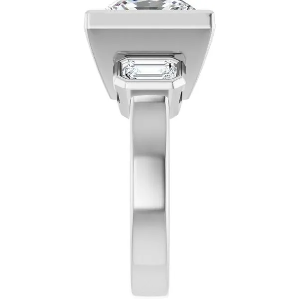 Bezel-Set Three-Stone Engagement Ring Image 4 J. Thomas Jewelers Rochester Hills, MI