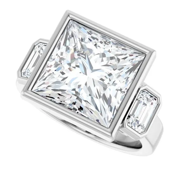 Bezel-Set Three-Stone Engagement Ring Image 5 J. West Jewelers Round Rock, TX