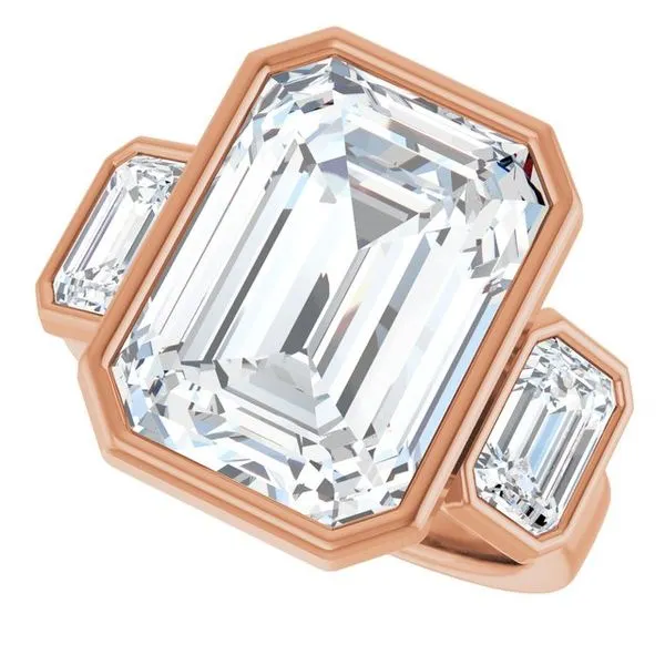 Bezel-Set Three-Stone Engagement Ring Image 5 Michael Szwed Jewelers Longmeadow, MA