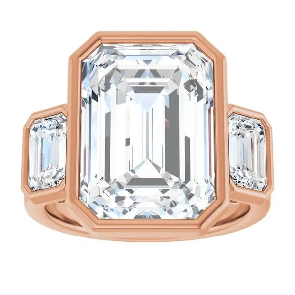 Bezel-Set Three-Stone Engagement Ring Image 3 J. West Jewelers Round Rock, TX