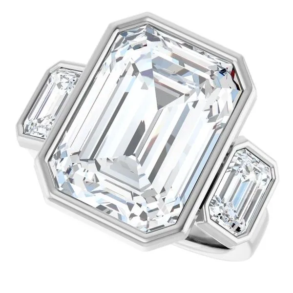 Bezel-Set Three-Stone Engagement Ring Image 5 Austin's Fine Diamonds & Jewelry Lyndhurst, NJ