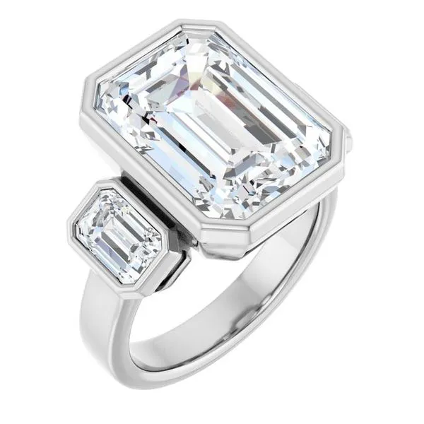 Bezel-Set Three-Stone Engagement Ring Stuart Benjamin & Co. Jewelry Designs San Diego, CA