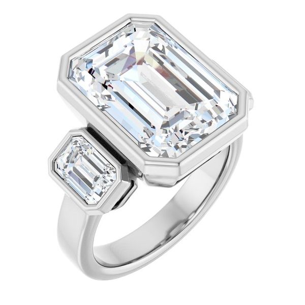 Bezel-Set Three-Stone Engagement Ring