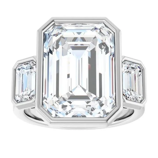 Bezel-Set Three-Stone Engagement Ring Image 3 Northwood Jewelers Northwood, OH